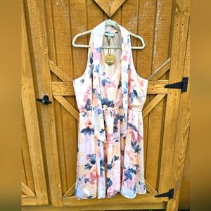 NWT Ryegrass  Romantic Sleeveless Floral Dress With Tie, Lined, Gorgeous XXL